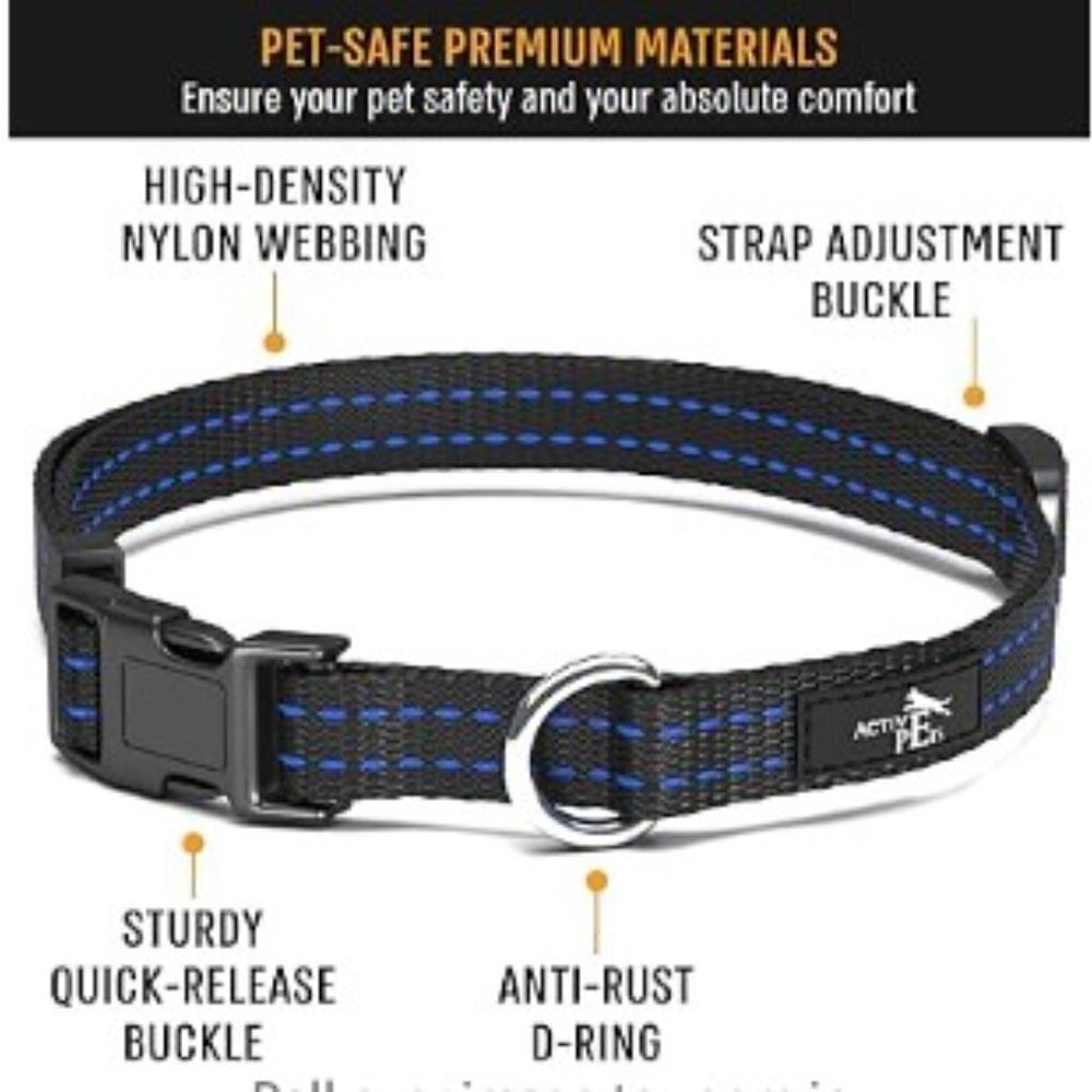 ADJUSTABLE QUICK RELEASE DOG COLLAR  BLUE BLACK - Picture 2 of 7
